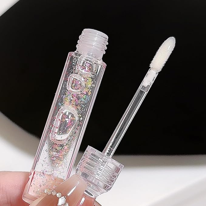 COOL STORY Glitter Lip Fuller Gloss, Moisturizing Hydrating Lip Serum, Fuller Lip Care, Lip Plumping Oil for Women Clear 4 Color