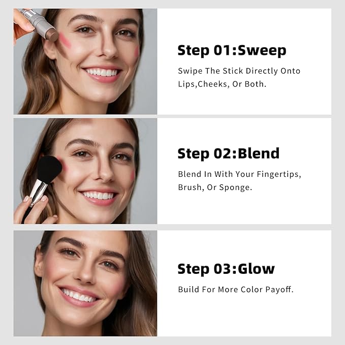 KIMUSE Cream Contour Stick Duo, Cream Blush Stick, Bronzer Shaping Stick, Creamy High Pigmented, Long Lasting, Vegan Face Make Up Sticks