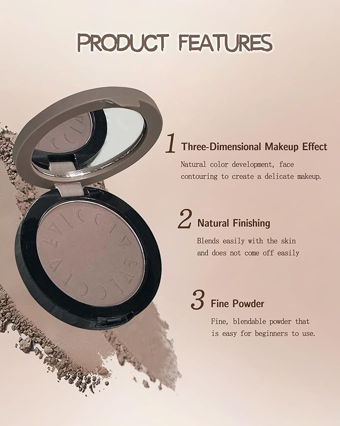 Cool Toned Contour Palette, Matte Face Contour Shading Bronzer Pressed Powder Palette for Natural Sculpting,Smooth & Easy to Blend & Long Lasting Multiuse Contouring Light Skin Tone Makeup with Brush
