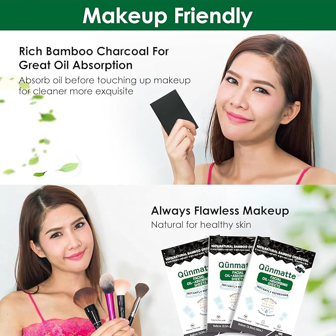 Blotting Paper for Oily Skin,Makeup Oil Absorbing Sheets for Face, Natural Bamboo Charcoal Facial Oil Blotter,Individual Premium Oily Face Oil Control Paper,Travel Size Oil Absorbent Pads for Face