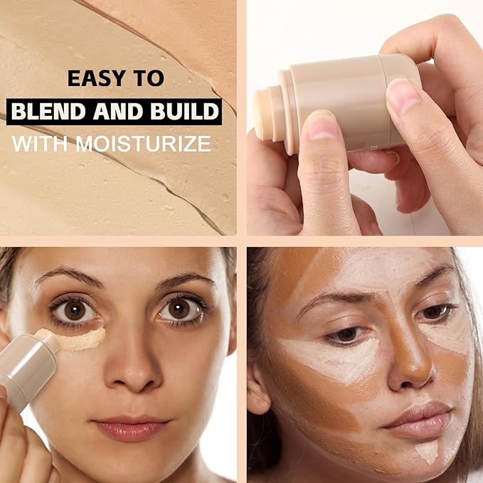 Boobeen Contouring Stick, Cream Matte Foundation Concealer Makeup, Contour, Highlight and Concealer, Longwear Contour Foundation Face Stick, Flawless
