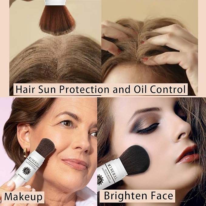 Sunscreen Setting Powder SPF 35, Mineral Brush Powder for Face & Scalp, Oil Control Natural Matte Finish Loose Powder Translucent Lasting Lightweight Breathable for All Skin (#01 Translucent)