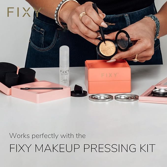 FIXY Ultimate Makeup Refill Kit: Includes 30 Round Empty Magnetic Pans & a Powder Binder Spray | Repurpose your Eyeshadow, Blush, Bronzer, Highlighter & More | Vegan & Cruelty-Free
