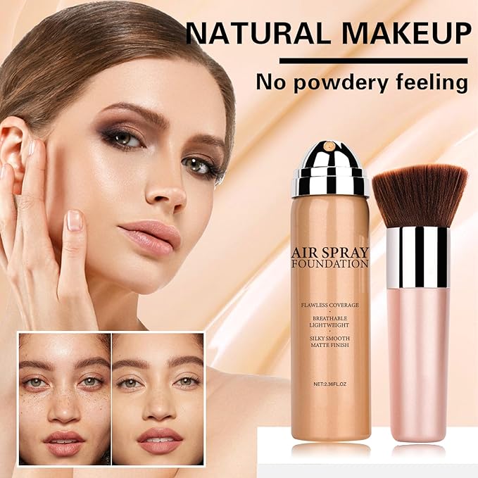 Airbrush Foundation for Mature Skin - Magic Minerals Lightweight Air Makeup Setting Spray for Smooth Radiant Finish (03 Nude Color)