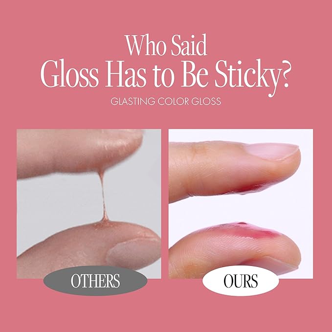 Glasting Color Gloss - K Beauty High Shine Long Lasting Lip Makeup - Non-Drying & Moisturizing - Lightweight Tinted Lip Gloss with Jojoba Oil 0.15 oz (#01 Peony Ballet)