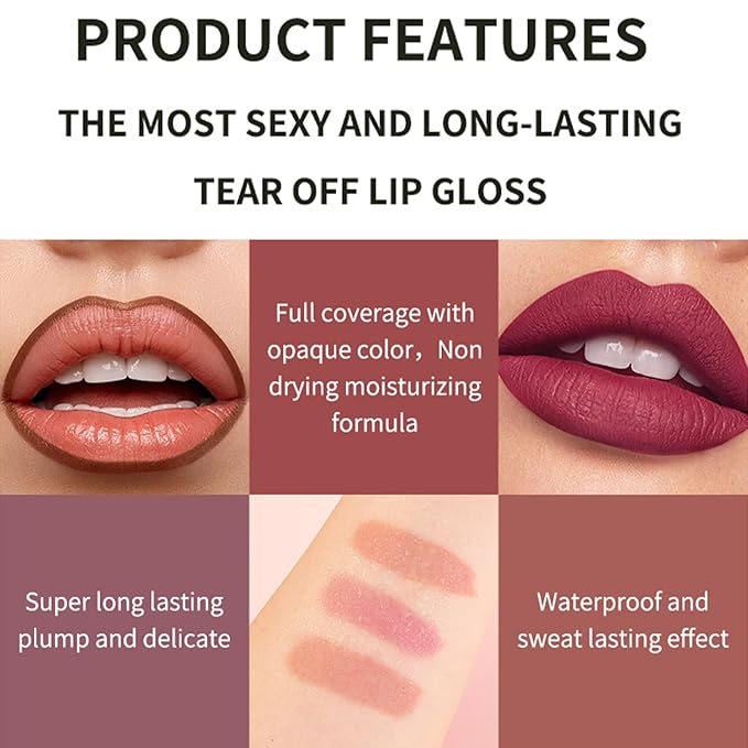 3PCS Lip Liner,Peel Off Lip Liner Tattoo, Peel Off Lip Stain, Long Lasting Lip Stain Peel Off, Infused with Hyaluronic Acid & Vitamin E, Makeup Gift for Women