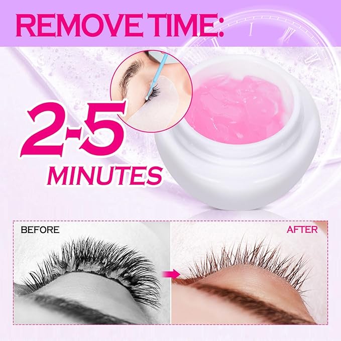 ARISON LASHES Lash Remover For Eyelash Extension Cream Remover Low Irritation Cream Remover for Sensitive Skin Fast Dissolution Professional Eyelash Extensions Salon Use(Cherry Blossoms)