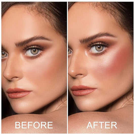 Baked Blush for Cheeks, 2 in 1 Powder Blush Palette and Highlighter, Contouring Shimmer Natural Makeup All Day Wear