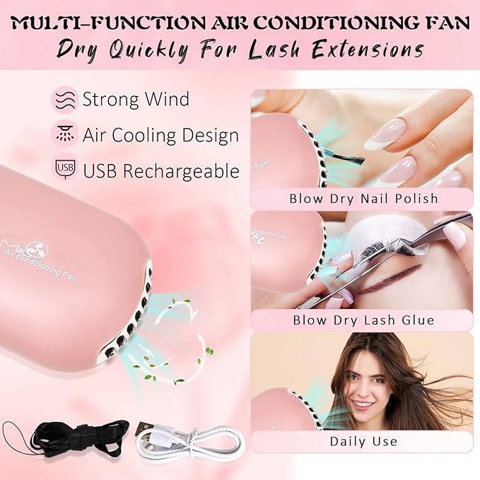 EMEDA Lash Shampoo for Lash Extensions Lash Cleaning Kit with Lash Fan Dryer, Brush, Wash Bottle, Hair Band, Oil Free Foam Soap Cleaner Lash Bath Kit, Lash Wash Eyelash Extension Cleanser