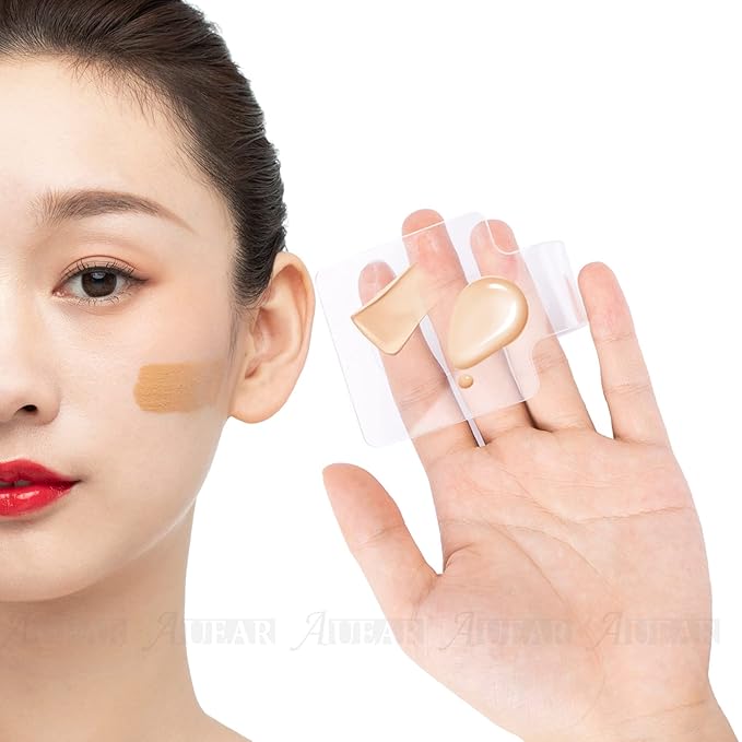 AUEAR, 3 Pack Professional Makeup Hand-held Palette Mixing Tray Clear Acrylic Nail Art Manicure or Foundation Eye Shadow Cremes Powders and Cosmetics
