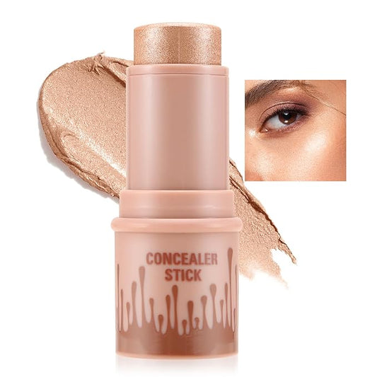 Cream Highlighter Stick, Shimmer Brightener Makeup Stick, Blendable and Waterproof Bronzer Glitter Powder, Illuminator Contour for Women