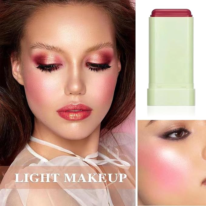 Cream Blush Stick,Waterproof Multi Makeup Cream Stick,Lightweight,Long-lasting,Easy To Use,2 in 2 Multi Blush for Cheeks & Lip Tint & Eyeshadow Makeup,Suitable for All Skin B
