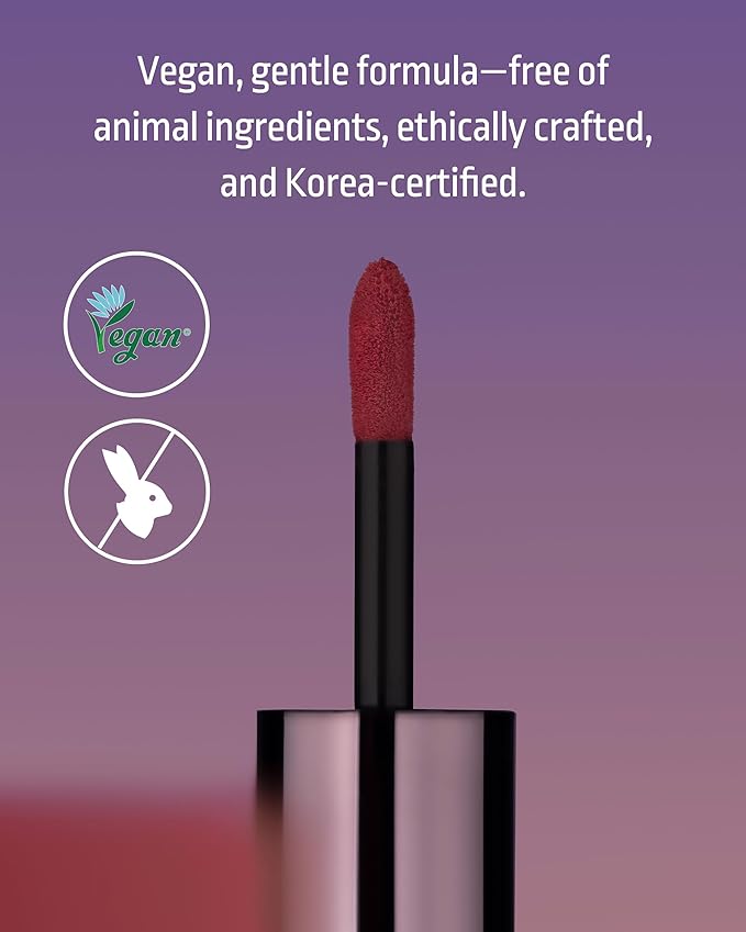 HEVVYMAKEUP Blurring Effect Lip Tint(Moody) - Airy Velvet Matte Lips - Vegan, Longwear, Vibrant, Buildable Creamy Soft Texture - Korean Lip Makeup, Dear Sorbet, 0.13 fl.oz.