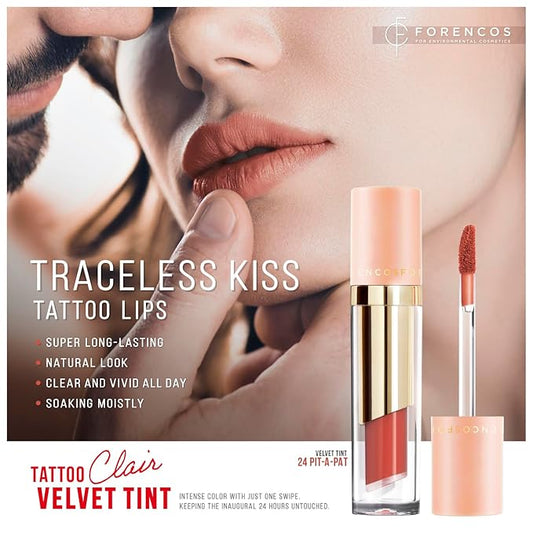 FORENCOS Long Lasting Waterproof Lip Stain Liquid Lipstick, Velvet Matte, Longwear, High Pigmentation, Tattoo Lips, Weightless, Smudge-proof, Non-Sticky, Korean Lip Tint Stain Makeup (24 Pit-A-Pat)