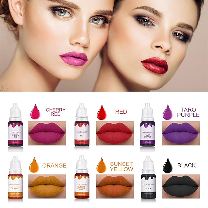 12 Colors DIY Lip Gloss Pigment Set,Liquid Pigment for Lip Gloss Natural Multifunctional High Color Rendering Red Warm Color Pigment for Lip Gloss Making-Set A