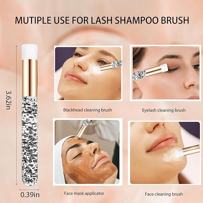 60ml Lash Shampoo - Lash Cleaning Shampoo Kits, Shampoo for Lash Extension & Home Salon Care, 50Pcs Mascara Brushes+ Nose Brush+Rinse Wash Bottle+Spa HeadWand, Lash Mousse for Eyelash Cleansing