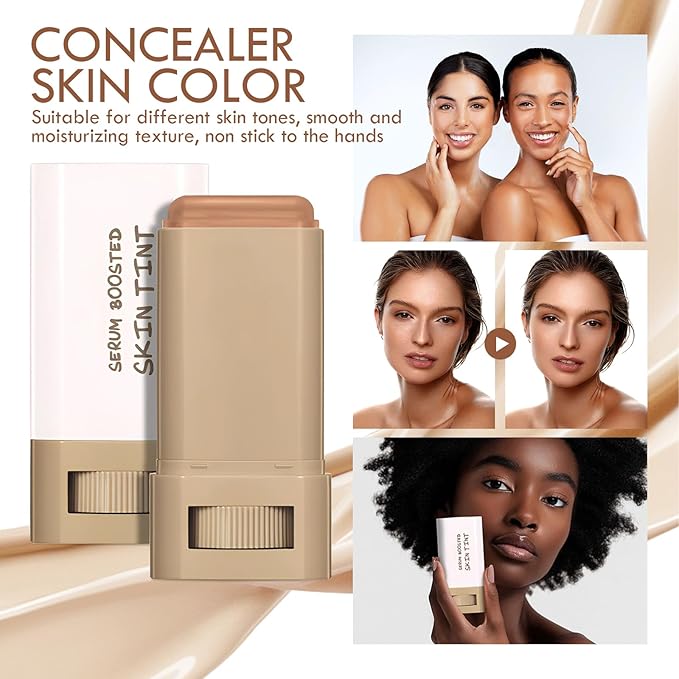 Foundation Stick Beauty Balm Serum Boosted Skin Tint, Solid Tinted Moisturizing Serum Contour Stick Foundation Face for Women,Splendor Boosted Skin Tint Balm