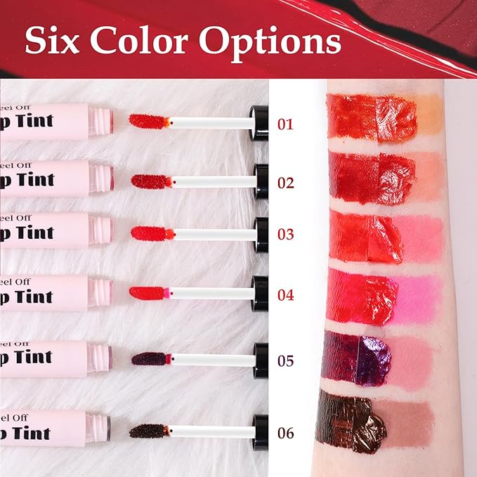 3 Colors Peel Off Lip Tint, Long Lasting Tattoo Lip Gloss, Non-Stick Cup Matte Finish Lip Tinted Peel Off Lip Stain, Waterproof and Transfer Proof (Set B)