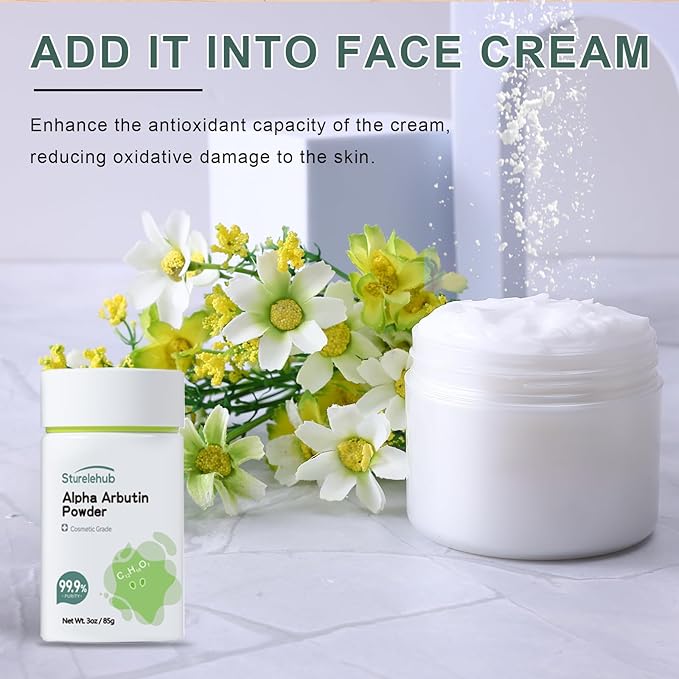 Alpha Arbutin Powder, 3OZ / 85g, 99.9% Purity, Cosmetic Grade, Alpha Arbutin Powder for Homemade Cosmetics