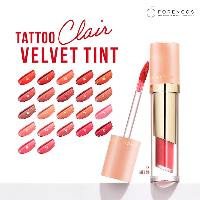 FORENCOS Long Lasting Waterproof Lip Stain Liquid Lipstick, Velvet Matte, Longwear, High Pigmentation, Tattoo Lips, Weightless, Smudge-proof, Non-Sticky, Korean Lip Tint Stain Makeup (28 Mezzo)