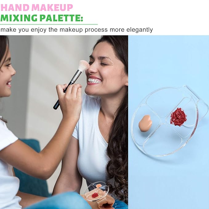 2 Pcs Acrylic Makeup Palette, Foundation Mixing Palette, Hand-held Makeup Spatula Nail Art Manicure Tray Clear Cosmetic Spatula for Beauty Salon Color Cream Mixing Foundation
