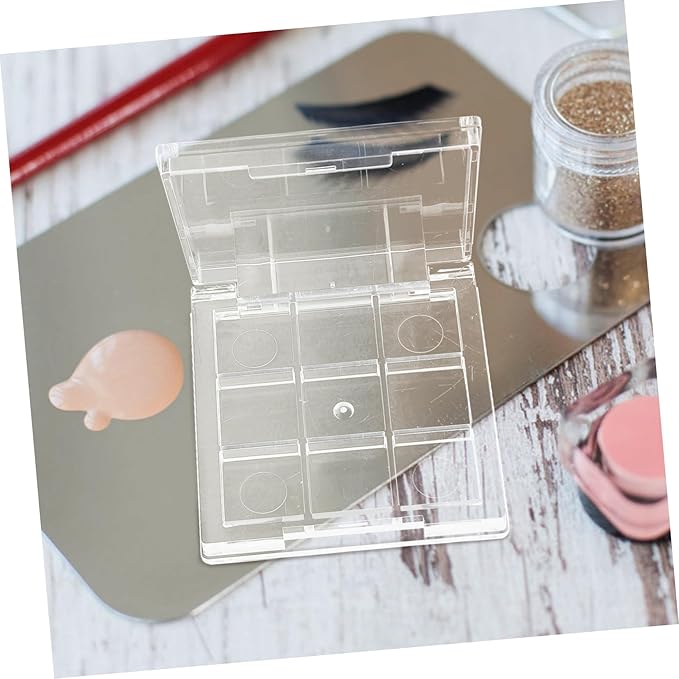 Empty makeup palette depotting case: 2pcs Empty Lipstick Box, 9-Grid Clear Blush Lipstick Case Portable Makeup Organizer Storage Cases Highlighters Sample Eye Shadow Bracket Travel