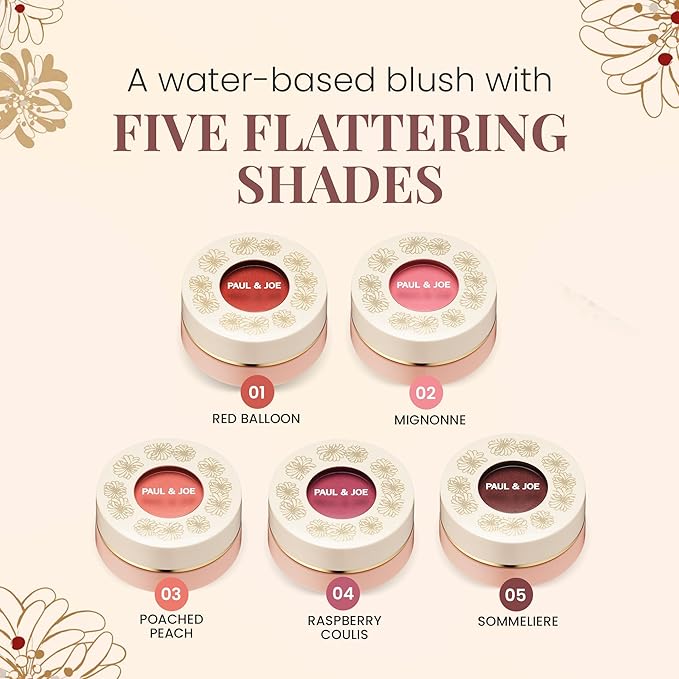 Paul & Joe Gel Blush, Bright and Buildable Makeup, Water-Based Gel Makeup Blush with Hydrating Oils for Dewy, Radiant Finish, Subtle Coral Cheek Tint, 03 Poached Peach, 0.71 oz