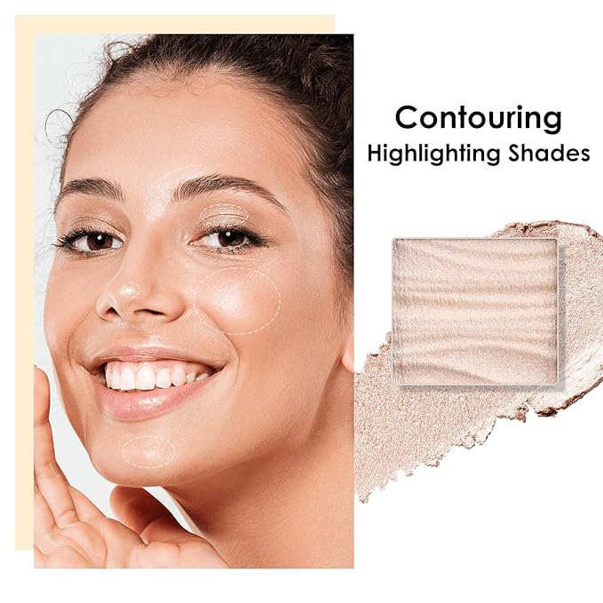 Boobeen Face Bronzer Highlighter Contour Powder Palette, Multi-use Contour Makeup Easy to Blend Face Shaping Contouring Matte Bronzer Powder Long Lasting