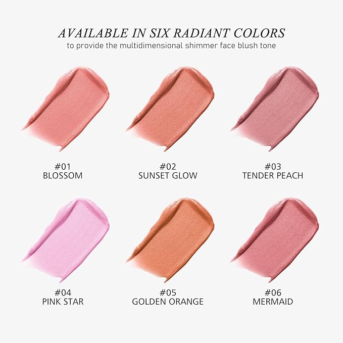 KYDA Marble Liquid Blush, Radiant Marbleized Blush for Cheek, Multidimensional Buildable Color, Lightweight Shimmery Satin Face Makeup, Lighting Glow Blusher, 01 Blossom