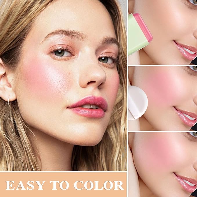 Cream Blush Stick,Waterproof Multi Makeup Cream Stick,Lightweight,Long-lasting,Easy To Use,2 in 1 Multi Blush for Cheeks & Lip Tint & Eyeshadow Makeup,Suitable for All Skin A