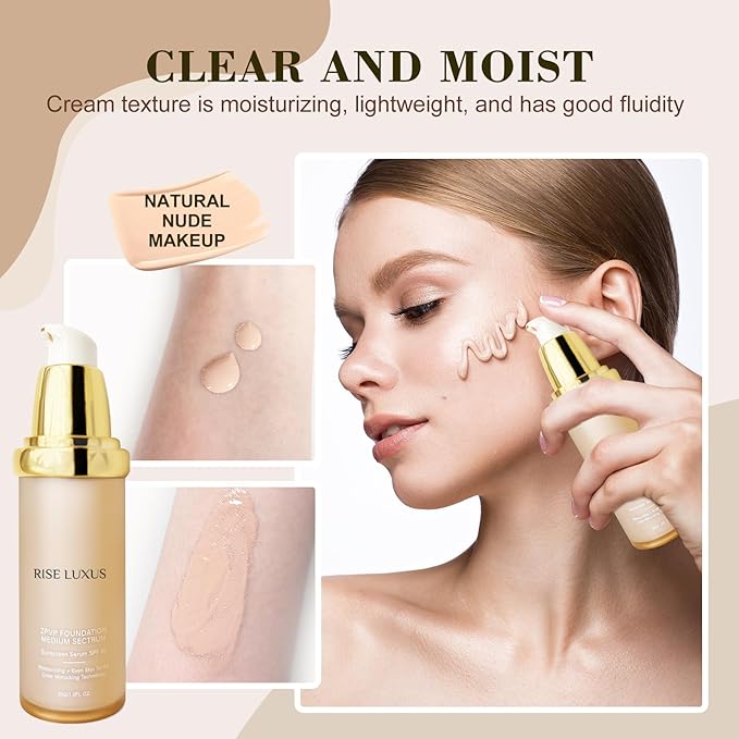 Rise Luxus Ultrablend 4 In 1 Foundation, Match Skin Color Changed Foundation Liquid With Spf 50, Waterproof for Makeup