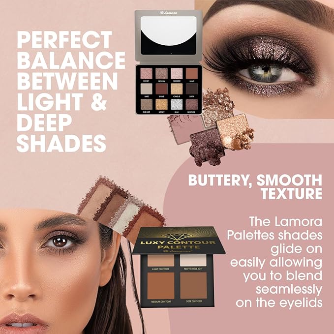Lamora Attraction Smokey Eyeshadow Palette with Powder Contour Palette
