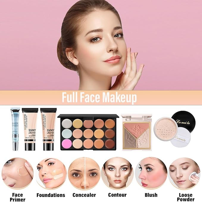 Makeup Set for Women, Travel Makeup Set for Teens & Adults, Makeup Kit for Beginners & Professionals, Makeup Gift Set for Girls, Eyeshadow Palette, Lip Gloss, Make up Set, Face & Eye Make up