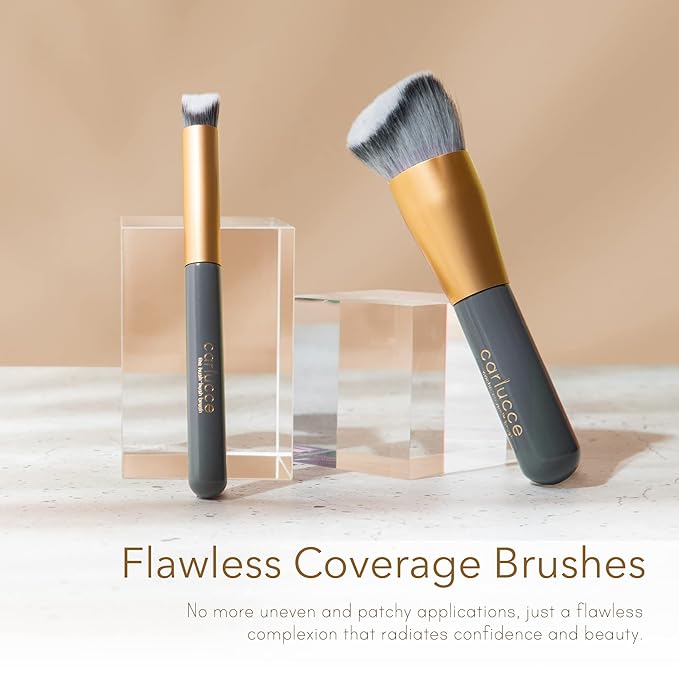 organic, natural, makeup Carlucce Beauty Duo - Umpteen 3-in-1 Cream Color Palette & Hush-Hush Contour Brush - High-Pigment Vegan & Cruelty-Free Makeup - Lips, Cheeks, Eye Base - Made in USA