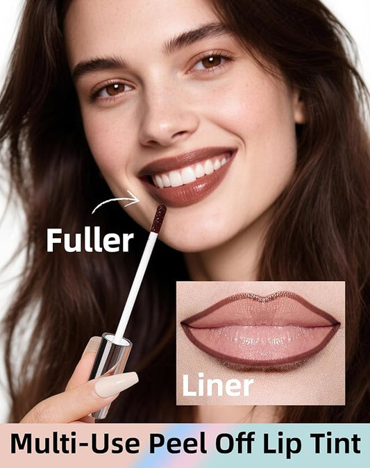 KIMUSE Lip Stain Peel Off, Lip Stain & Liner All In One, Peel Off Lipstains With Tweezer, Waterproof, Long Lasting, Natural Matte Finish