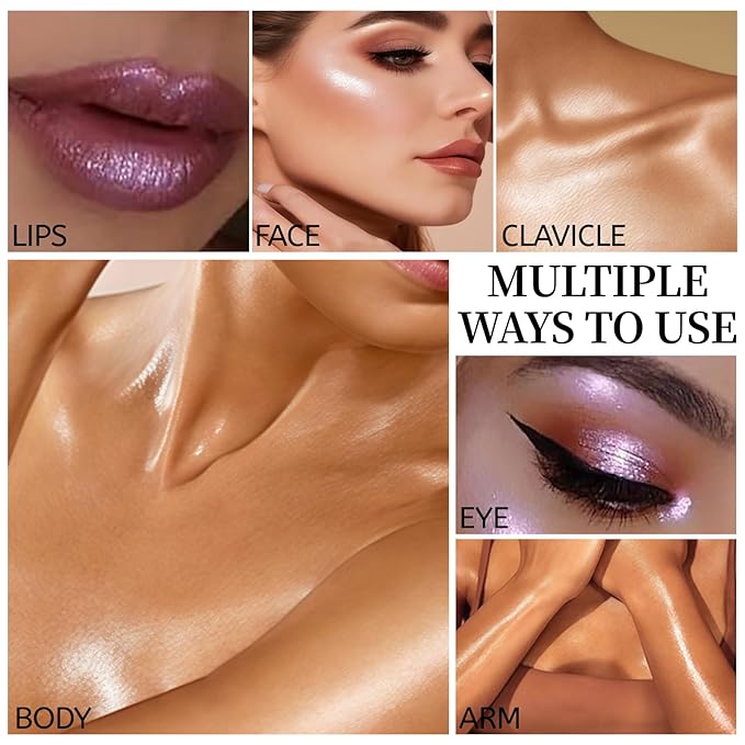 DAGEDA Liquid Highlighter Makeup,Long Lasting Cream Highlighter,Easy Twist Application,Liquid Luminizer with Natural Glow Shimmer Finish,Sparkling Illuminator Makeup for Women(Pink)