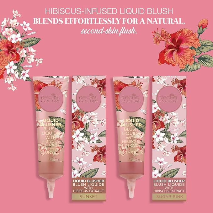Rachel Couture Liquid Foundation & Blush Bundle | Vegan & Cruelty-Free | Infused with Arnica & Hibiscus Extract β Cashew & Sunset