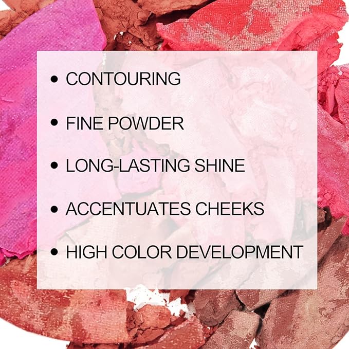Baked Blush for Cheeks, 2 in 1 Powder Blush Palette and Highlighter, Contouring Shimmer Natural Makeup All Day Wear