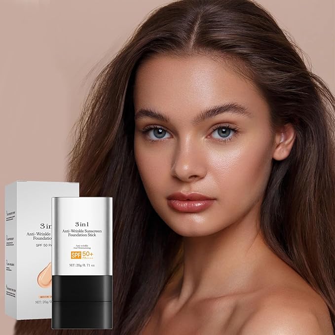 3 In 1 Matte Eraser Foundation Cream Stick,Easily Cover Skin Blemishes,long-lasting concealer and UV protection SPF 50+ foundation cream,Multi-Use Full Coverage Oil Control Makeup Stick (Dark)