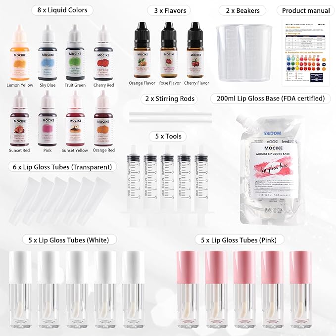 MOCIKE DIY Lip Gloss Making kit for Girl - 52 PCS DIY Lip Gloss kit Make Your Own Lip Gloss