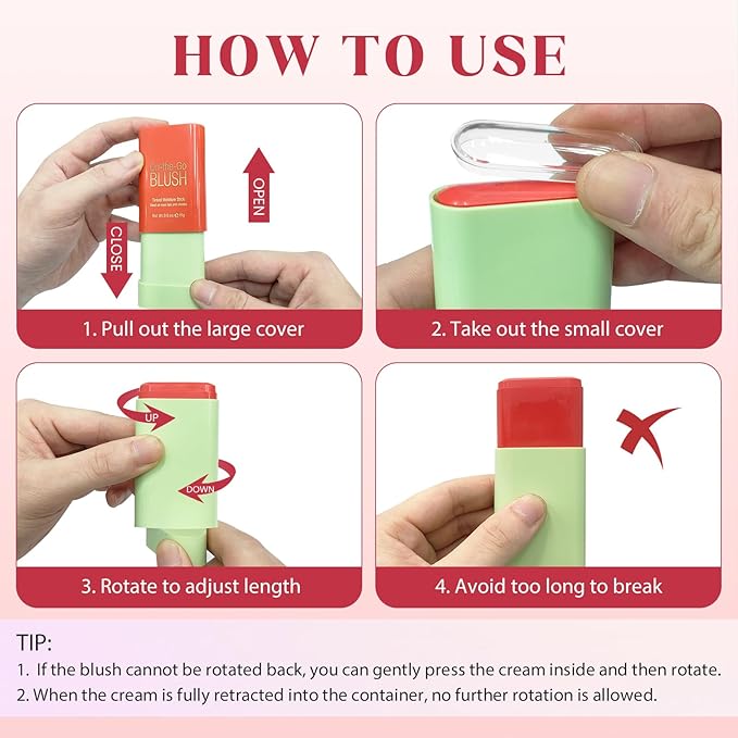 Blush Stick for Cheeks - Cream Makeup Blush Wand, Solid Moisturizer Stick for Cheeks Tint, Natural Blendable Waterproof Korean Matte Long-Lasting Smooth Blushes (#01 Shy Pink)