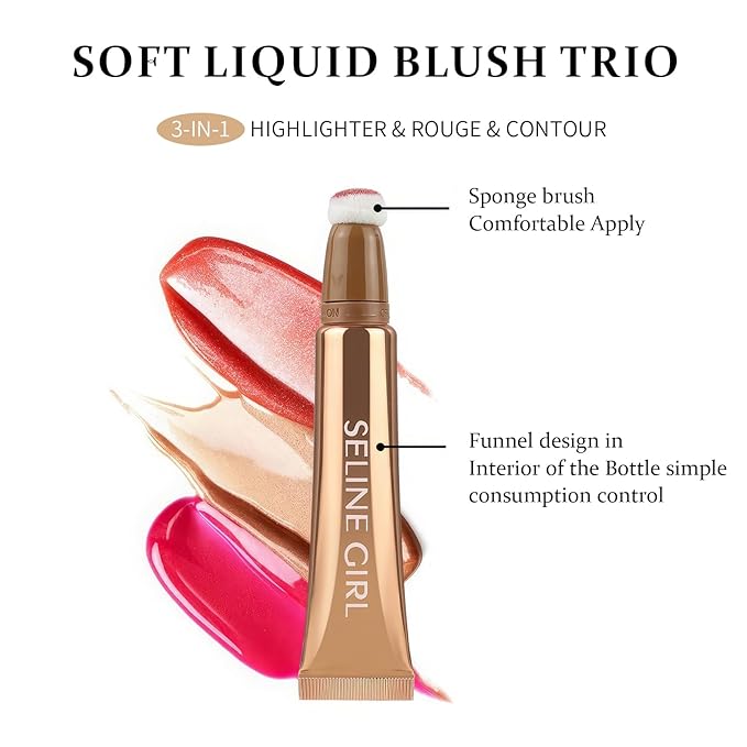 3-IN-1 Liquid Contour Stick, Highlighter & Blush & Contour Stick, Highlighter Stick Makeup, Multi-purpose Contour Makeup, Cream Contour Long Lasting and Waterproof Cosmetic #09