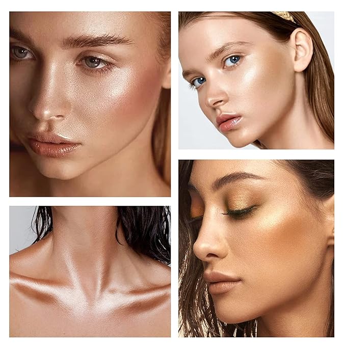 MAEPEOR Body Luminizer 6 Colors Waterproof Smooth Shimmer Face Glow Illuminator Non-sticky Liquid Highlight (30 ML, 03 Glistening Bronze)