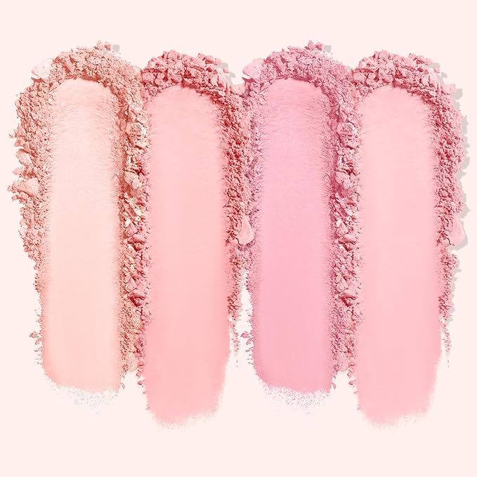 4 Colors Cream Blush Palette, Matte Pink & Highlighter Eyeshadow Makeup Palette with Blush Brush
