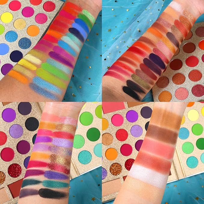 UCANBE Dewy Makeup Setting Spray + 86 Colors Eyeshadow Palette with 15pcs Makeup Brushes Set Matte Glitter Long Lasting Highly Pigmented Waterproof Contour Blush Powder Highlighter