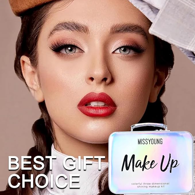 Makeup Kit, Professional Makeup Palette Travel Makeup Case with Eyeshadow Lipstick Concealer Lip Gloss Eyeliner Mascara Contour Bronzer Powder, Makeup Sets for Women Girl