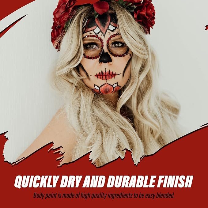 MANIC PANIC Vampyre's Veil White Pressed Powder Bundle with Vampire's Kiss Red Face & Body Paint Makeup