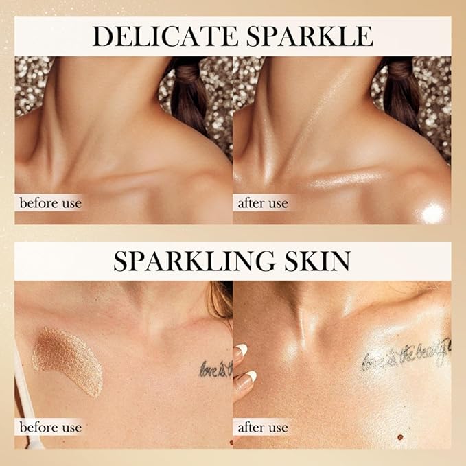 MAEPEOR Shimmer Body Luminizer 5 Colors Moisturizing Glow Illuminator Smooth and Non-sticky Summer Highlighter For Face and Body (80ML, 01 Silver)