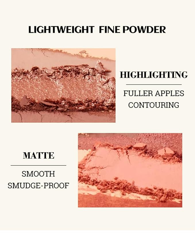 MAEPEOR Embossed Blush 8 Colors Lightweight Natural Look Matte Face Blush Long-Lasting Highly Pigmented Powder Blusher (Color 02)