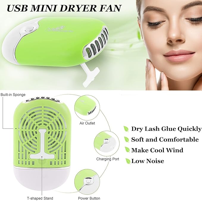 Lash Extension Cleanser, Lash Shampoo Cleaning Kits with Lash Fan, 60ml Lash Shampoo,Cleaning Brush and Wash Bottle for Lash Bath(Green)